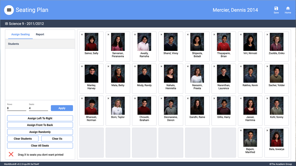 MarkBook® Seating Plan